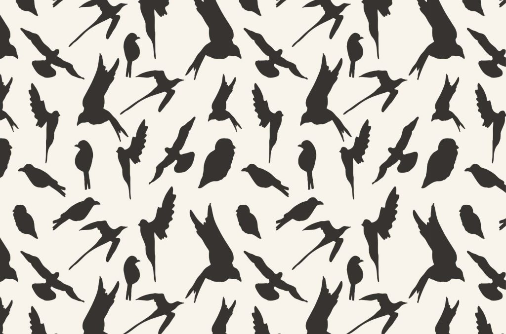 Mönsterkollektionen Vingslag hero print 1, färgställning 1